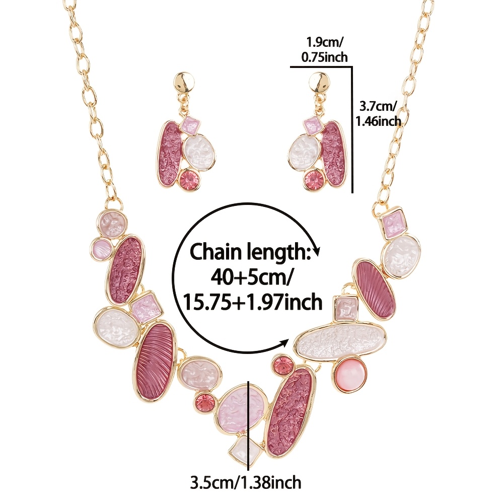 Women's Irregular Geometric Enamel Jewelry Set, Necklace & Earrings